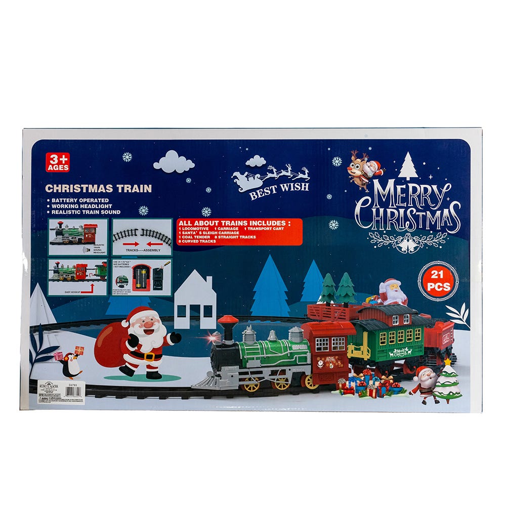 Kurt Adler Battery Operated Musical Train with Tree and Santa Table Piece