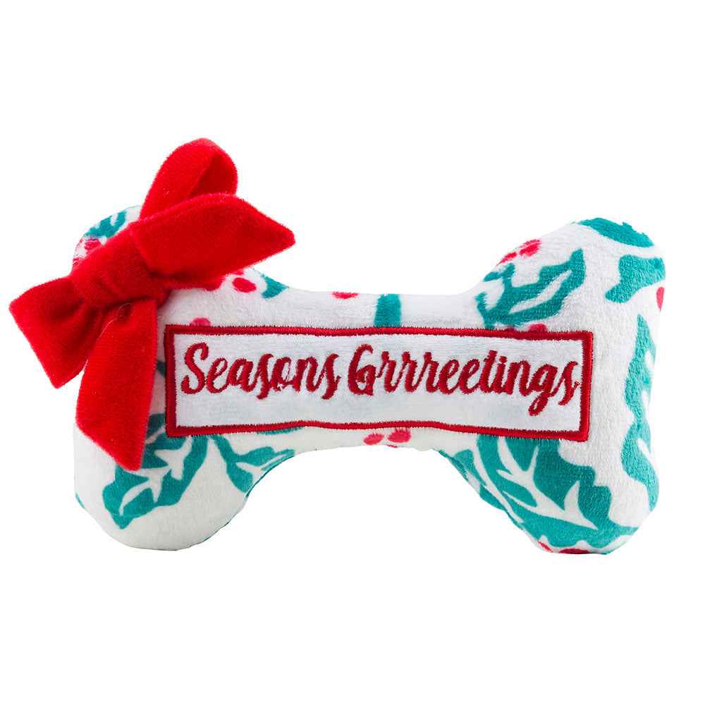 Haute Diggity Dog Starbarks Puppermint Mocha Holly Cup & Bone Plush Dog Toy