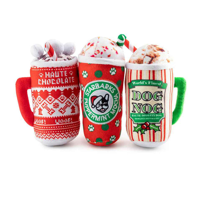 Haute Diggity Dog Haute Chocolate, Puppermint Mocha, & Dog Nog Christmas Plush Dog Toy