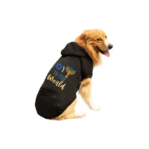 Bark 5th Ave., LLC Oy, To The World- Dog Hoodie Cotton Black pet supplies