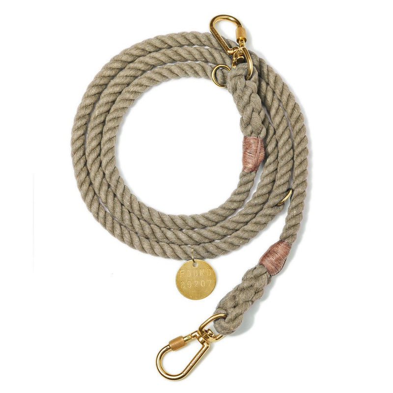 Dark Tan Rope Dog Leash by Found My Animal | Adjustable & Handcrafted