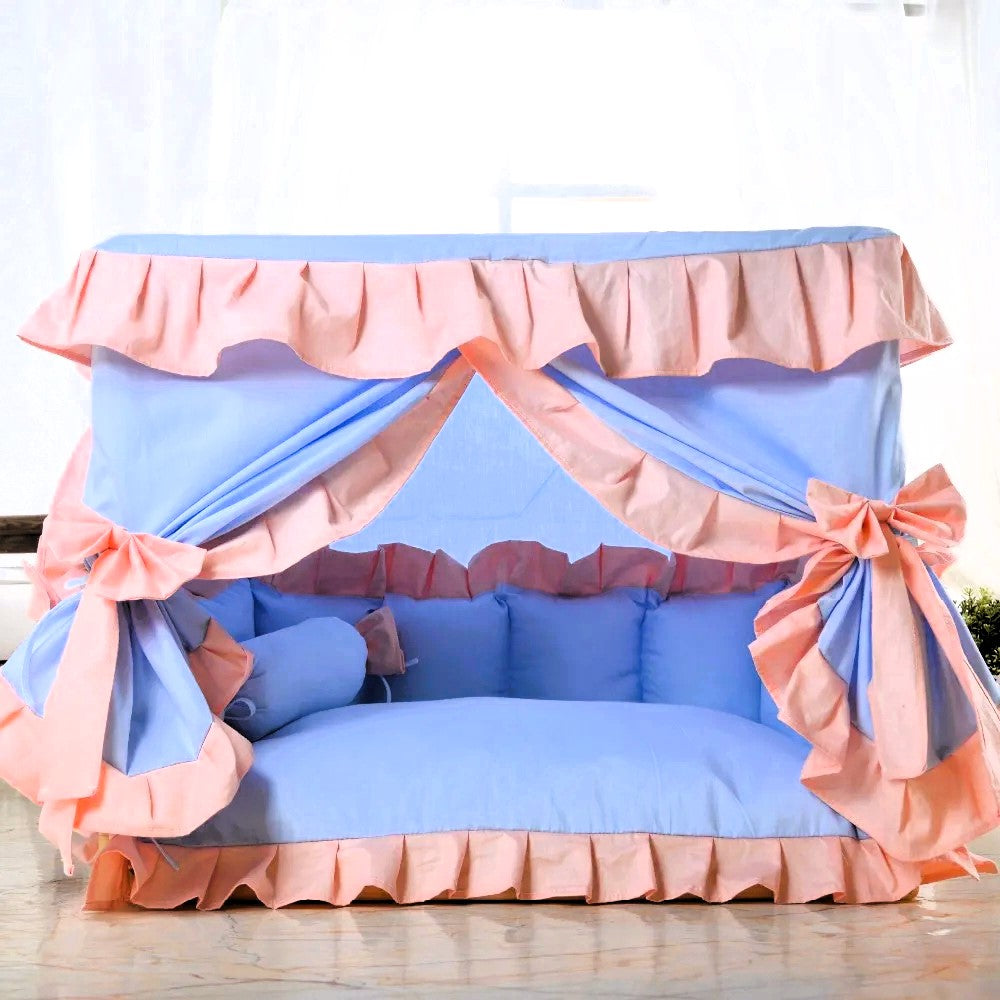 Pink Pet House Bed With Washable Cushion