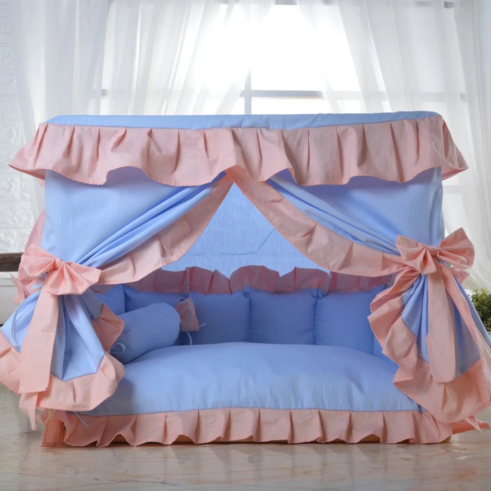 Pink Pet House Bed With Washable Cushion