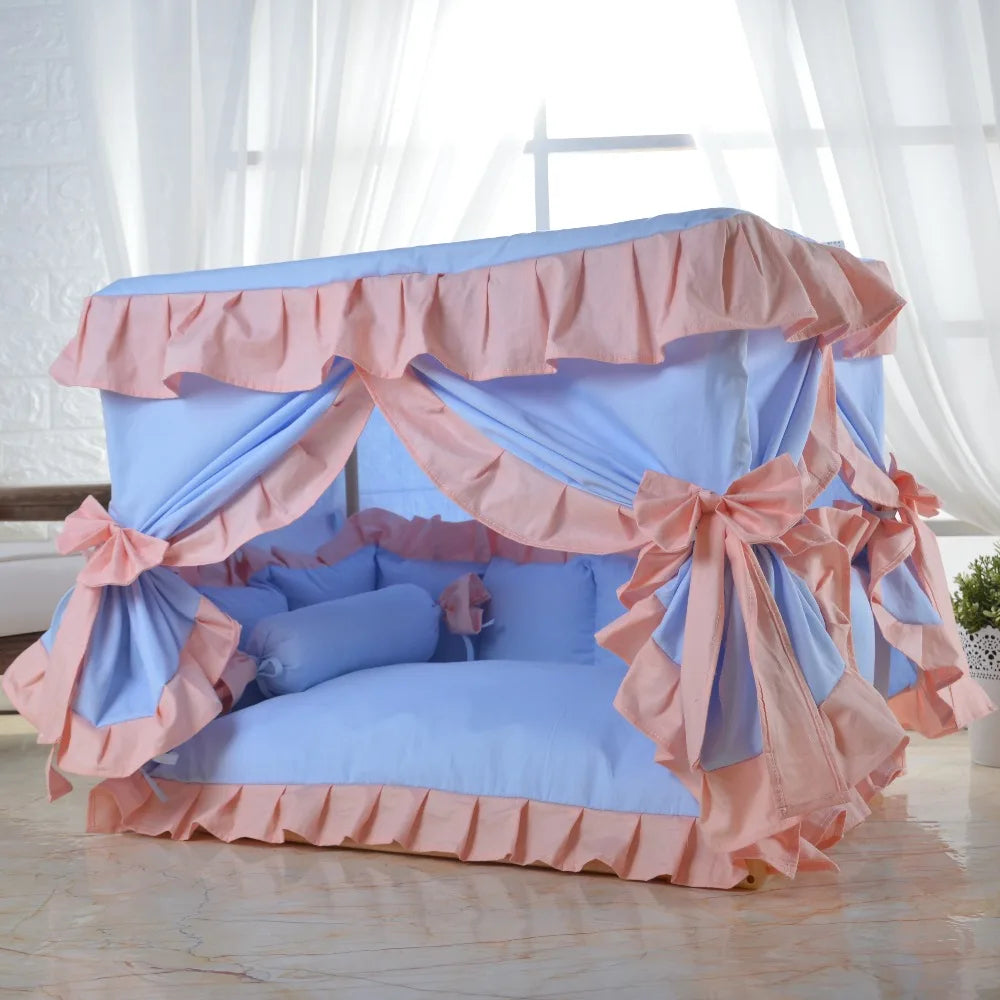 Pink Pet House Bed With Washable Cushion