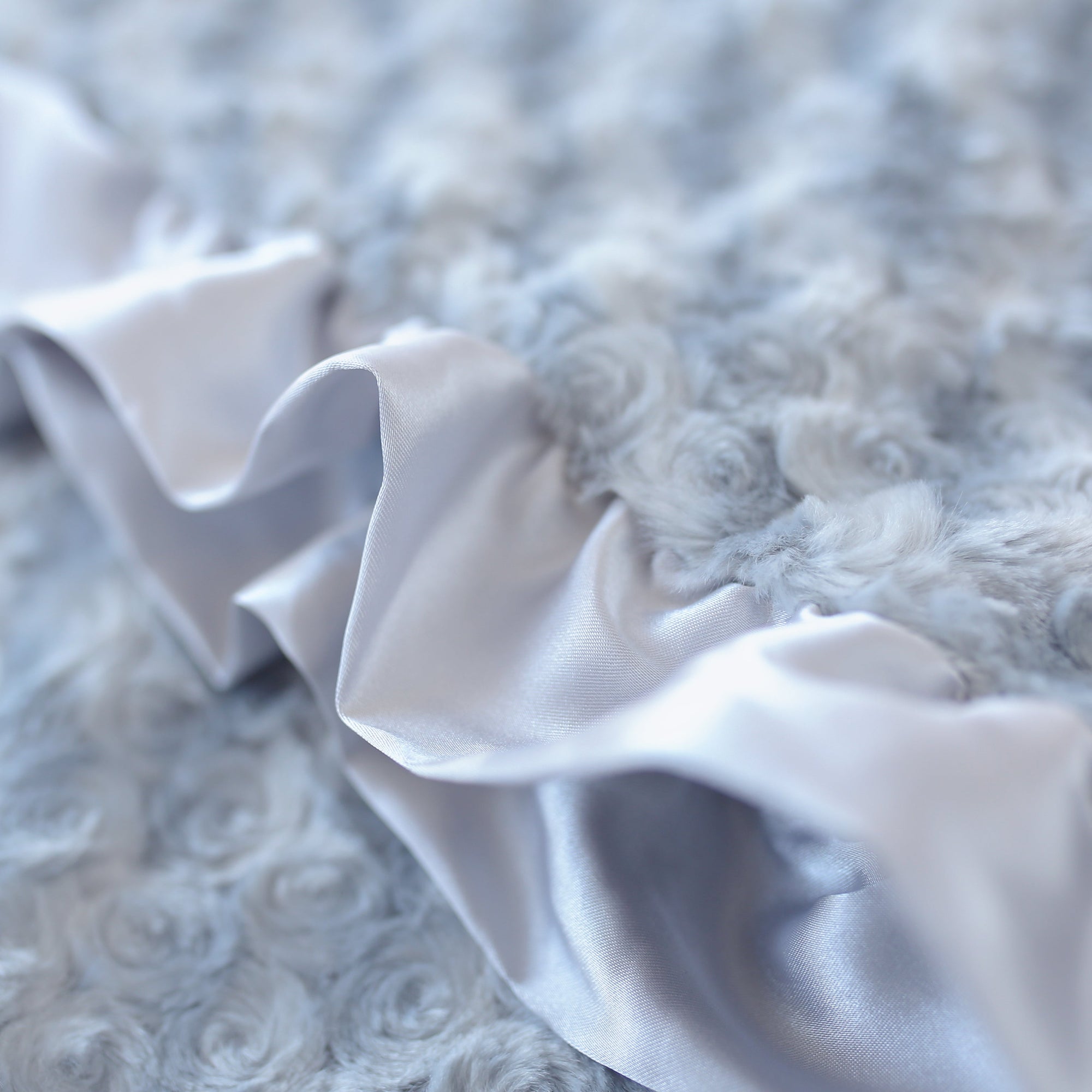 Hello Doggie Baby Ruffle (silver) Satin Silk Dog Blanket