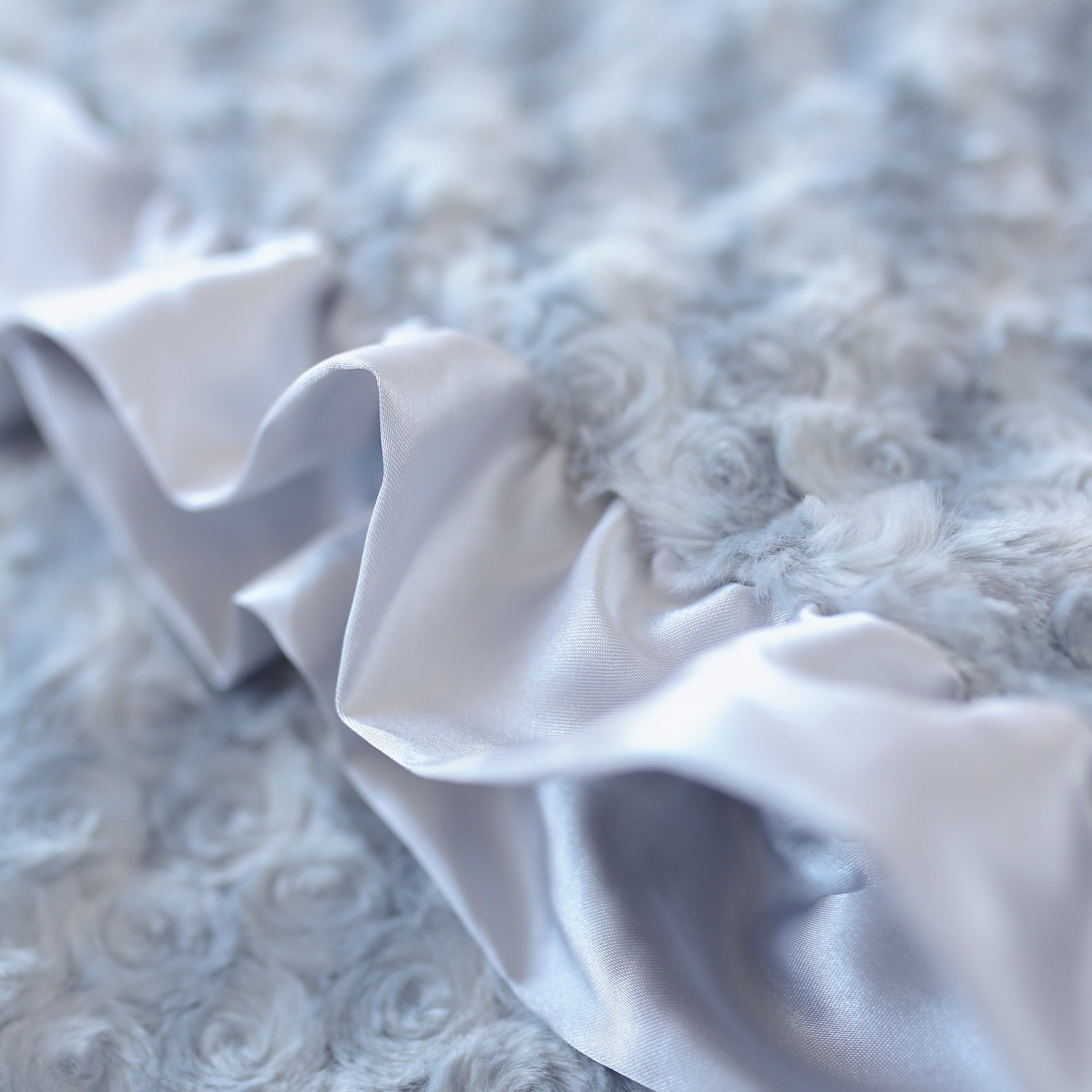 Hello Doggie Baby Ruffle (silver) Satin Silk Dog Blanket