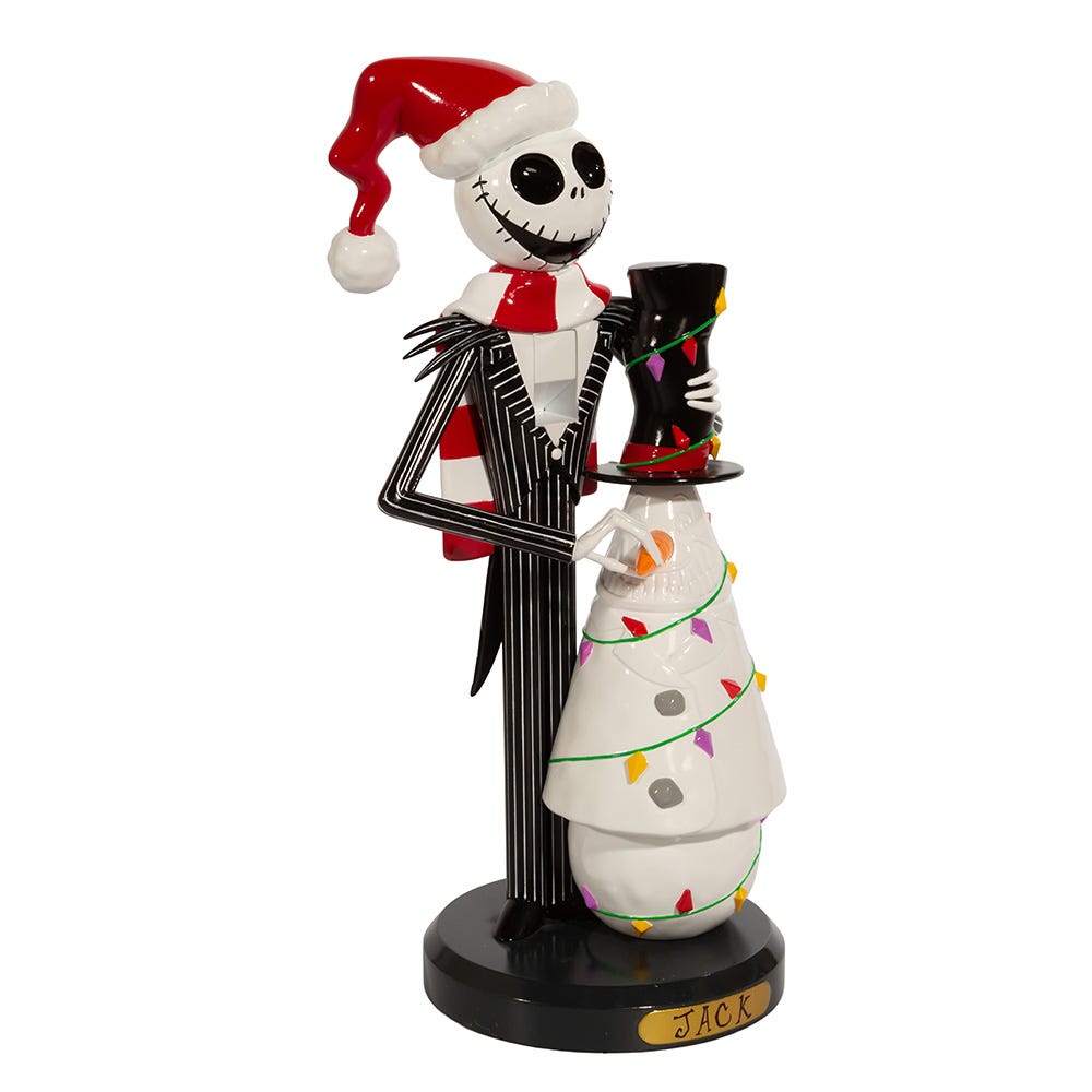 Kurt Adler 11-Inch Disney Nightmare Before Christmas Jack Skellington with Snowman Nutcracker