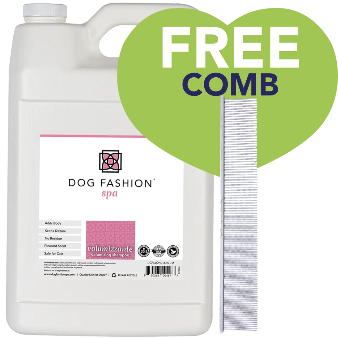 Volumizzante Gallon and 50/50 Fluffing Comb Bundle by Dog Fashion Spa