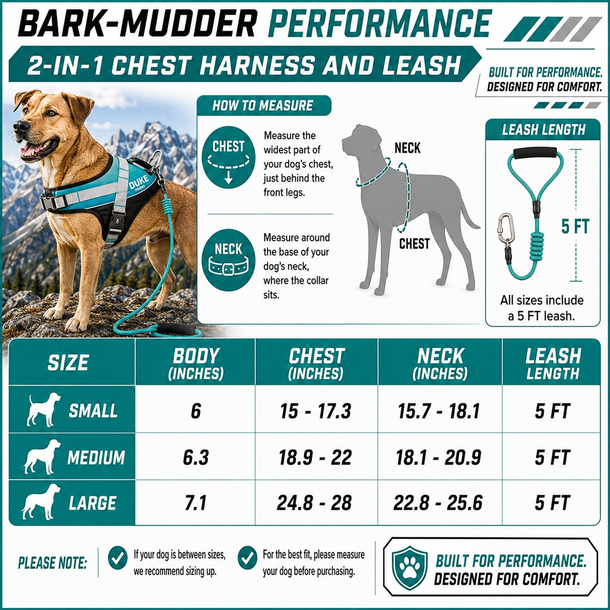 Dog Helios Bark-Mudder 2-in-1 Reflective and Adjustable Sporty Dog Harness and Leash | HT Animal Supply