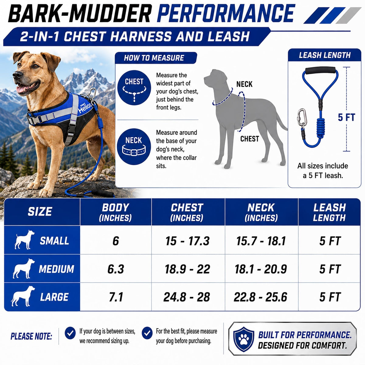Dog Helios Bark-Mudder 2-in-1 Reflective and Adjustable Sporty Dog Harness and Leash | HT Animal Supply