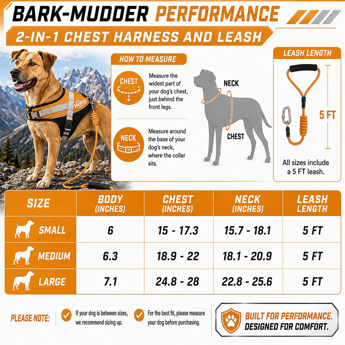 Dog Helios Bark-Mudder 2-in-1 Reflective and Adjustable Sporty Dog Harness and Leash | HT Animal Supply