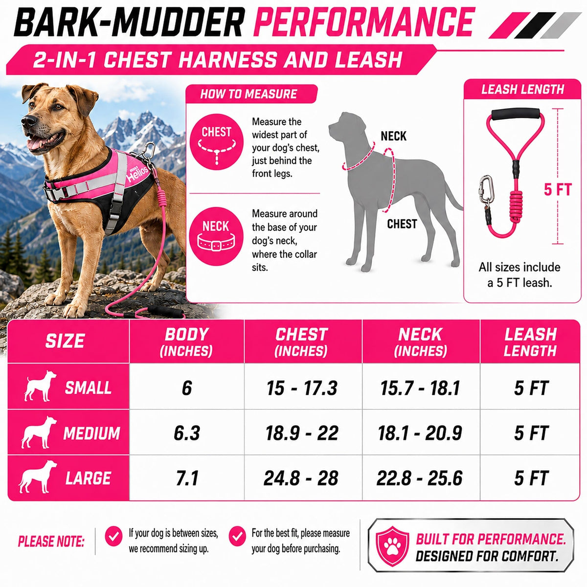 Dog Helios Bark-Mudder 2-in-1 Reflective and Adjustable Sporty Dog Harness and Leash | HT Animal Supply