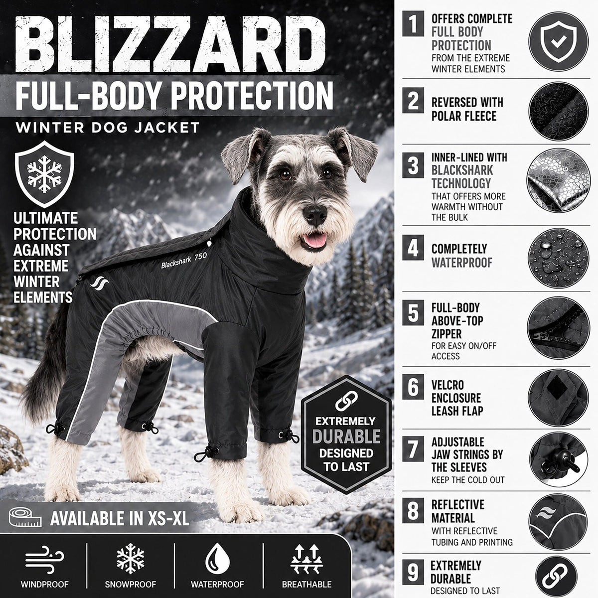 Dog Helios Blizzard Full-Bodied Adjustable and 3M Reflective Dog Jacket | HT Animal Supply