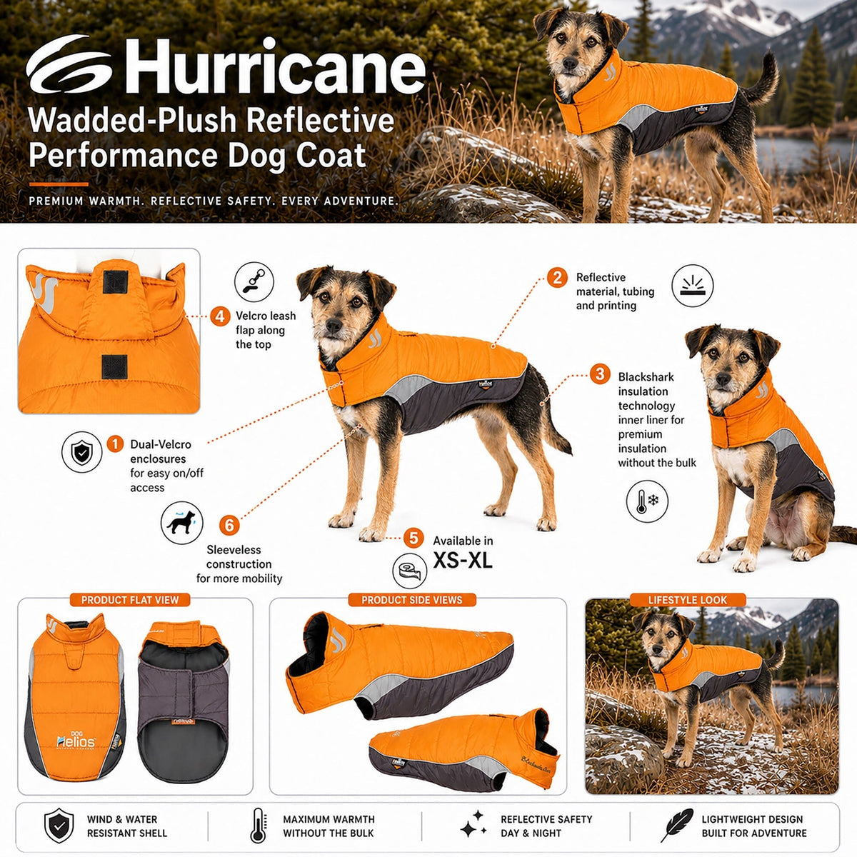 Dog Helios Hurricane-Waded Plush 3M Reflective Insulated Winter Dog Coat | HT Animal Supply