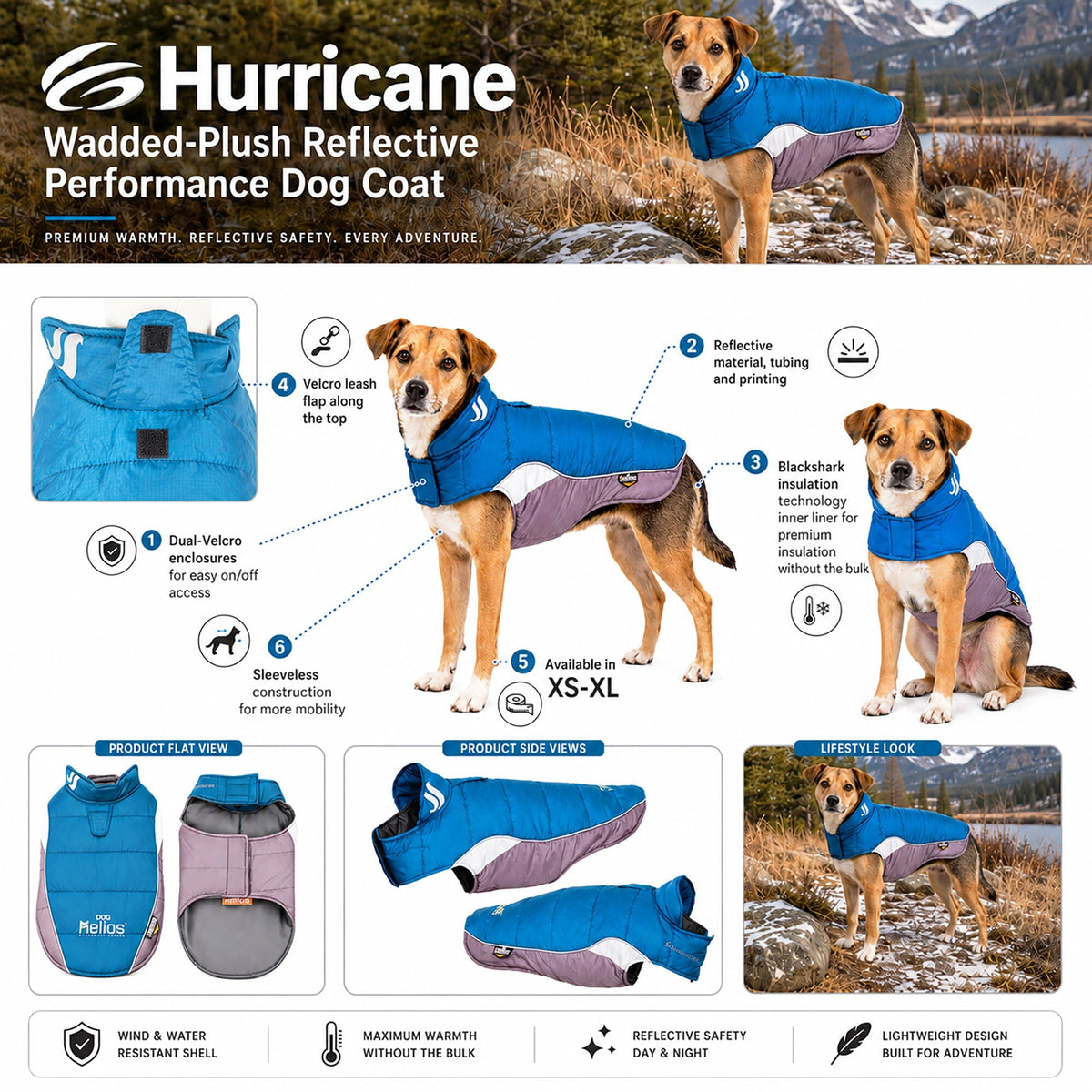 Dog Helios Hurricane-Waded Plush 3M Reflective Insulated Winter Dog Coat | HT Animal Supply