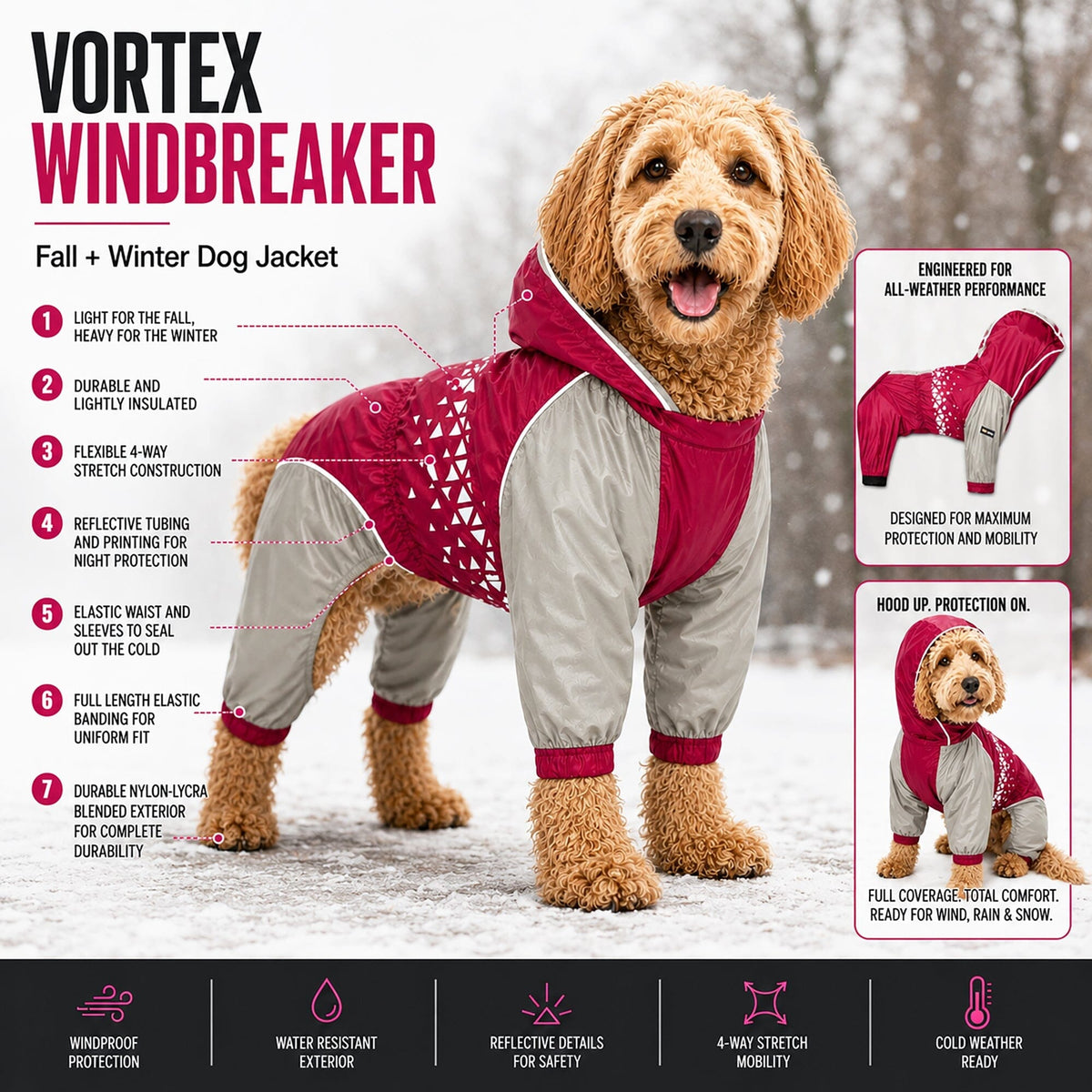 Dog Helios Vortex Full Bodied Waterproof Windbreaker Dog Jacket | HT Animal Supply