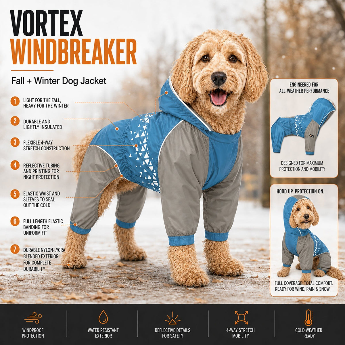 Dog Helios Vortex Full Bodied Waterproof Windbreaker Dog Jacket | HT Animal Supply
