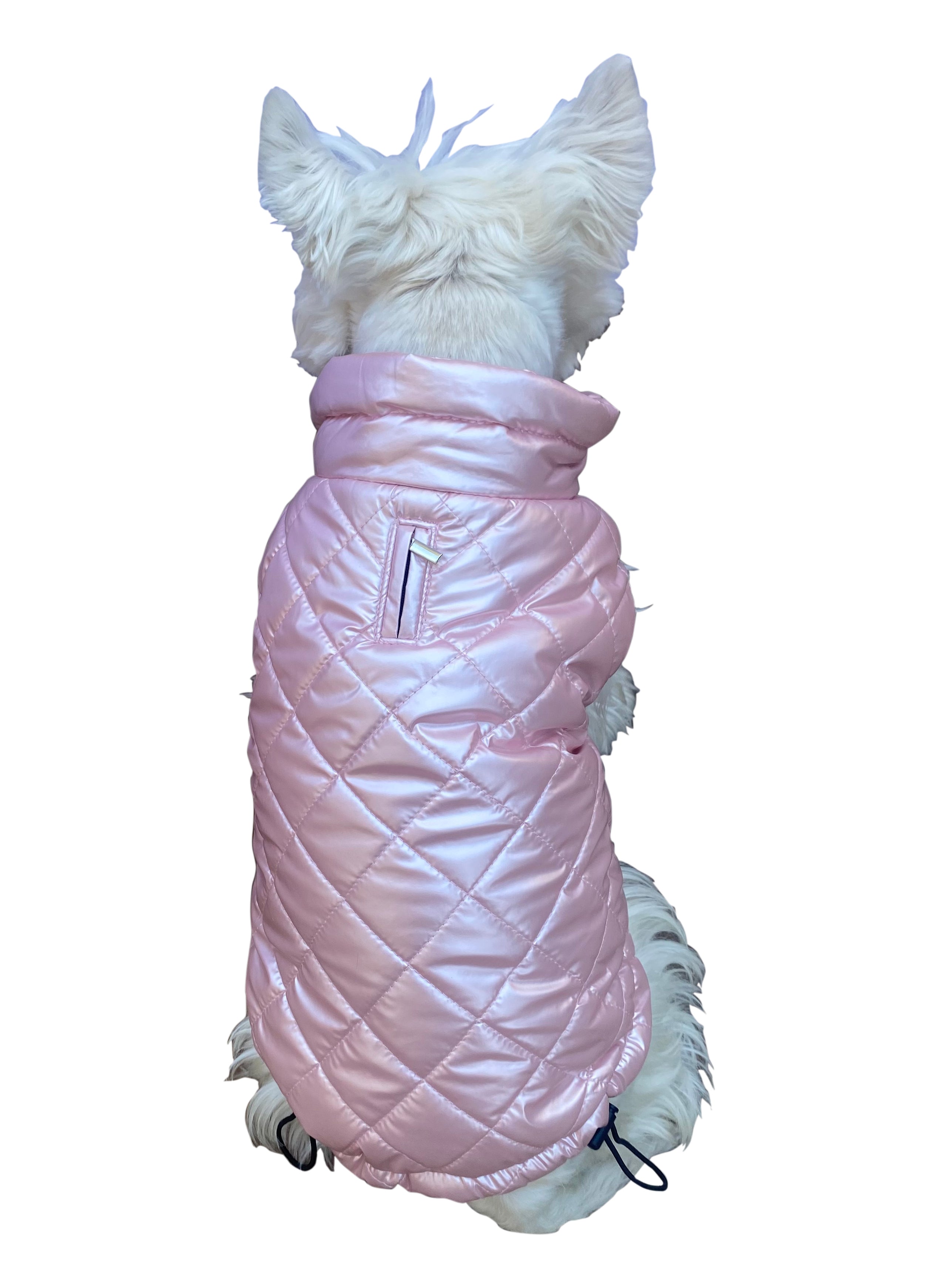 Coco Puffer Diamond Quilted Coat, Pearl PInk
