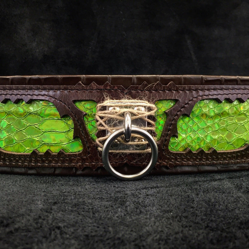 Bestia Dog Gear Genuine Leather Dog Collar - Black 