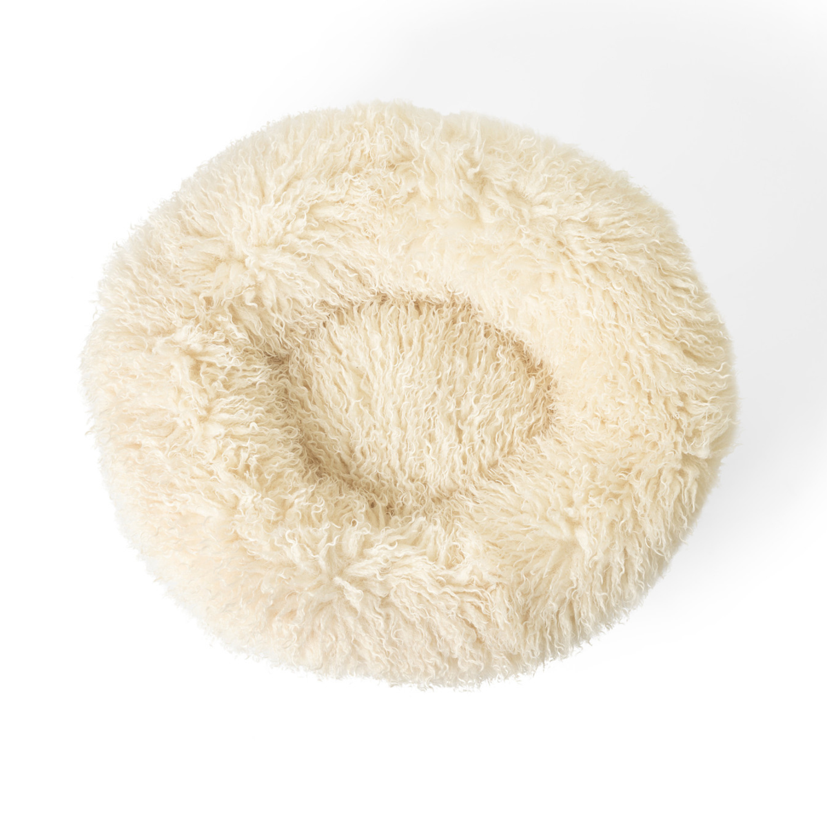 PupPoufLuxe Faux Fur Donut Dog Bed Plush Sheep Ivory