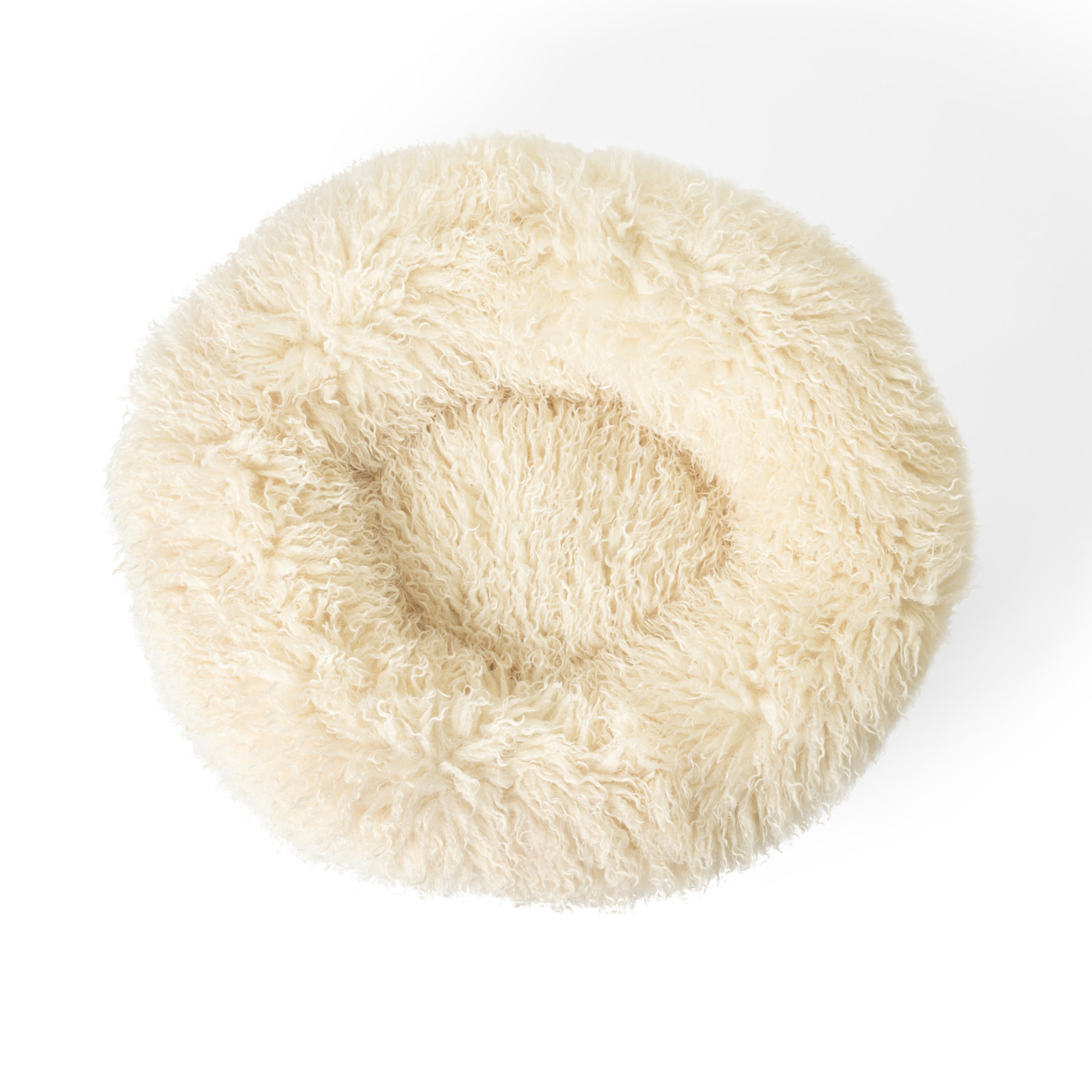 PupPoufLuxe Faux Fur Donut Dog Bed Plush Sheep Ivory