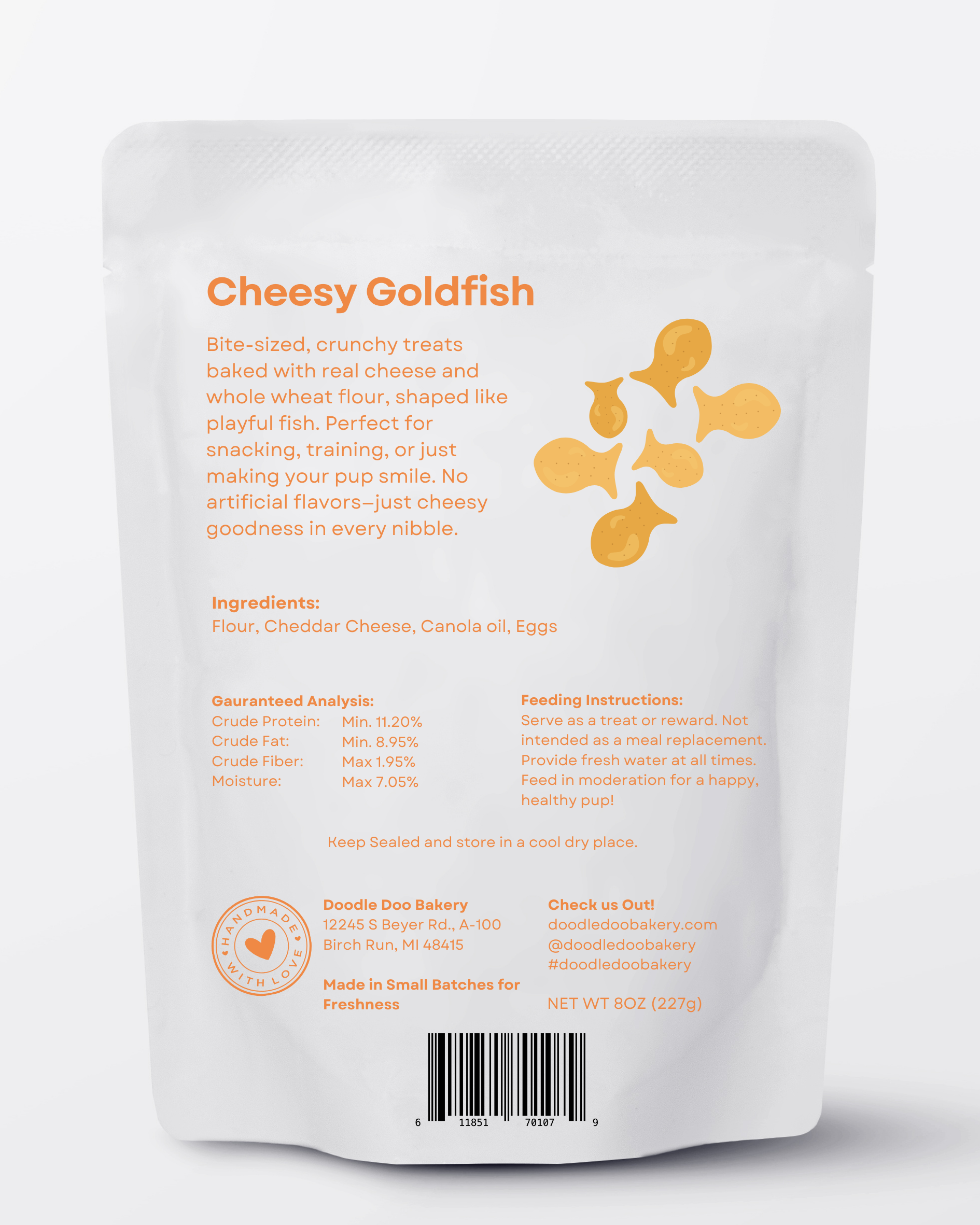 Homemade Dog Treats - Cheesy Goldfish 1/2lb