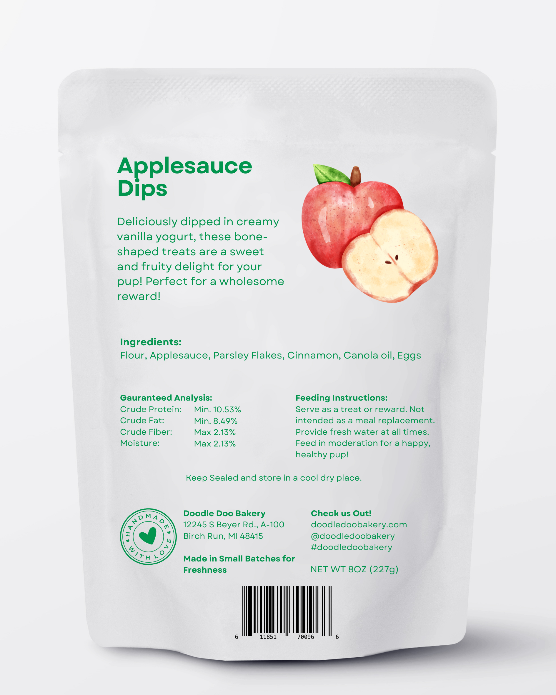 Homemade Dog Treats - Applesauce Dips Treat 1/2lb