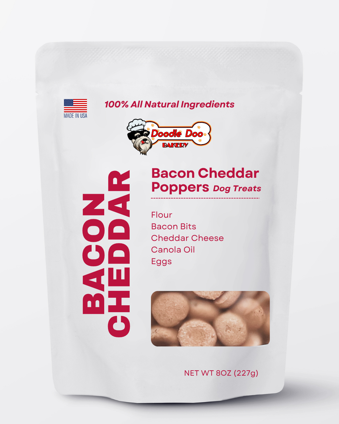 Homemade Dog Treats - Bacon Cheddar Poppers Treat 1/2lb