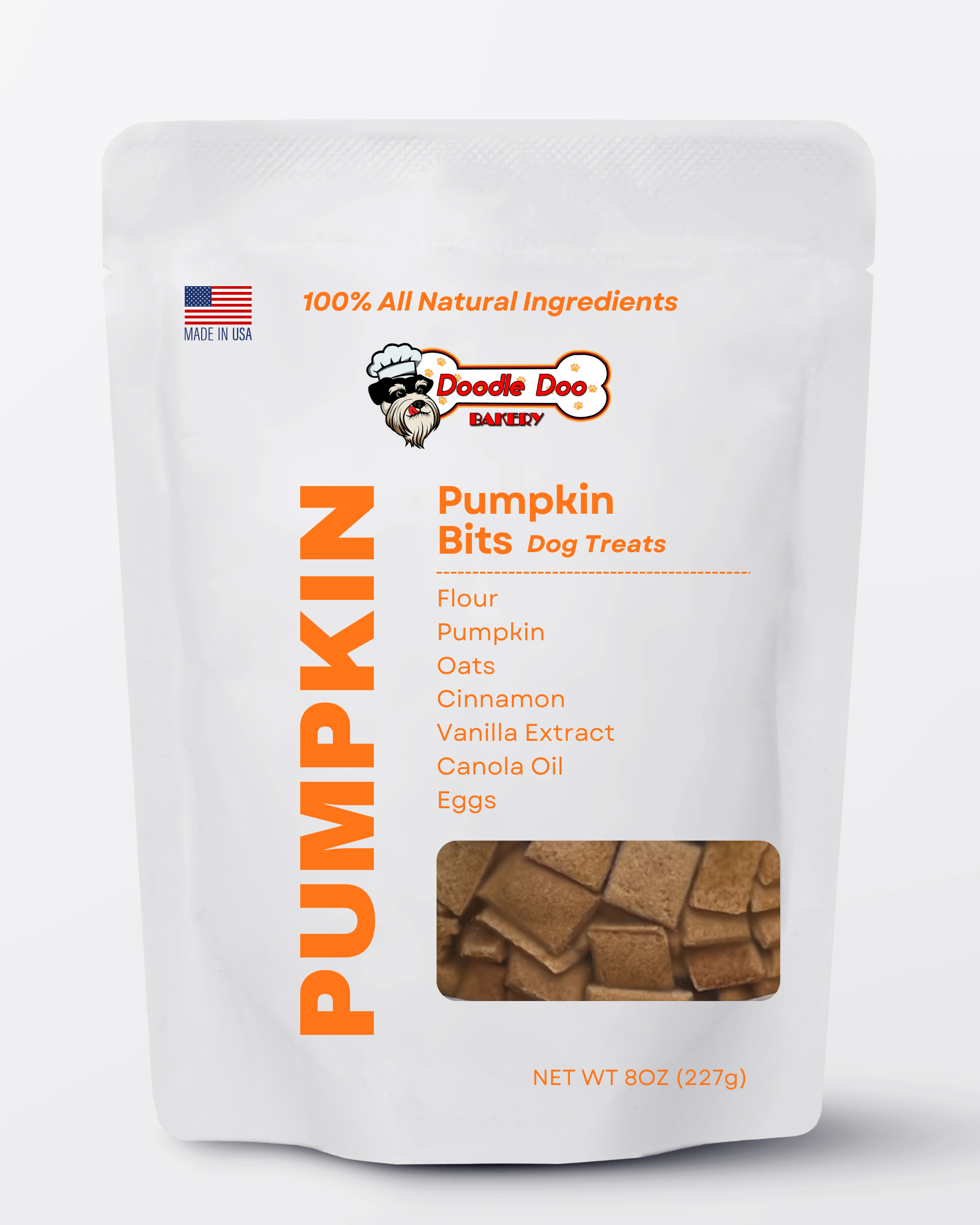 Homemade Dog Treats - Pumpkin Bits Dog Biscuits 1/2lb