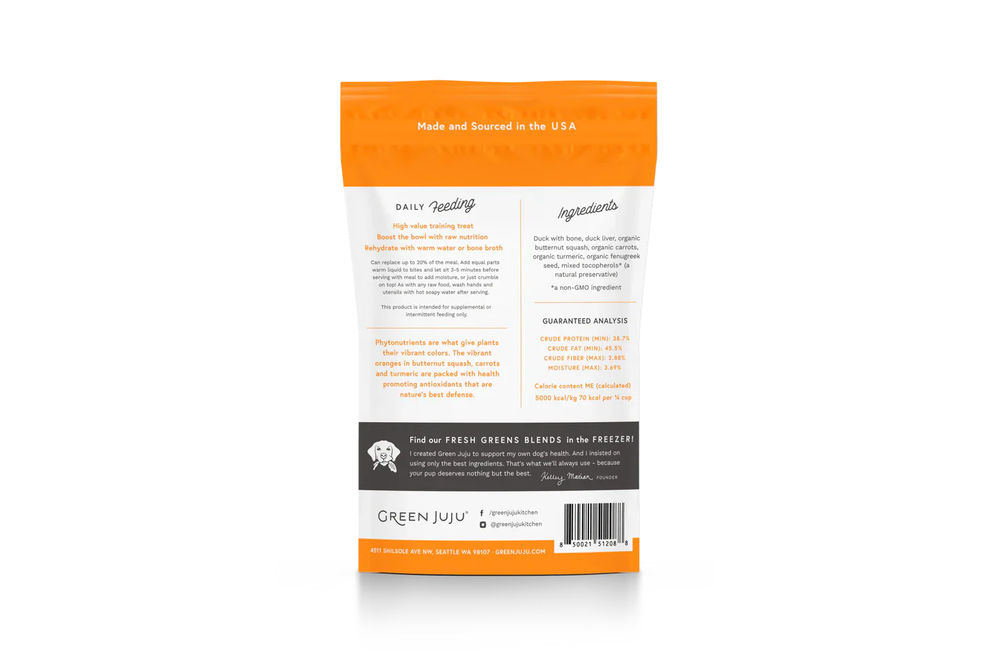 Green Juju Freeze Dried Duck Orange Whole Food Bites (7.5OZ) - HT Animal Supply