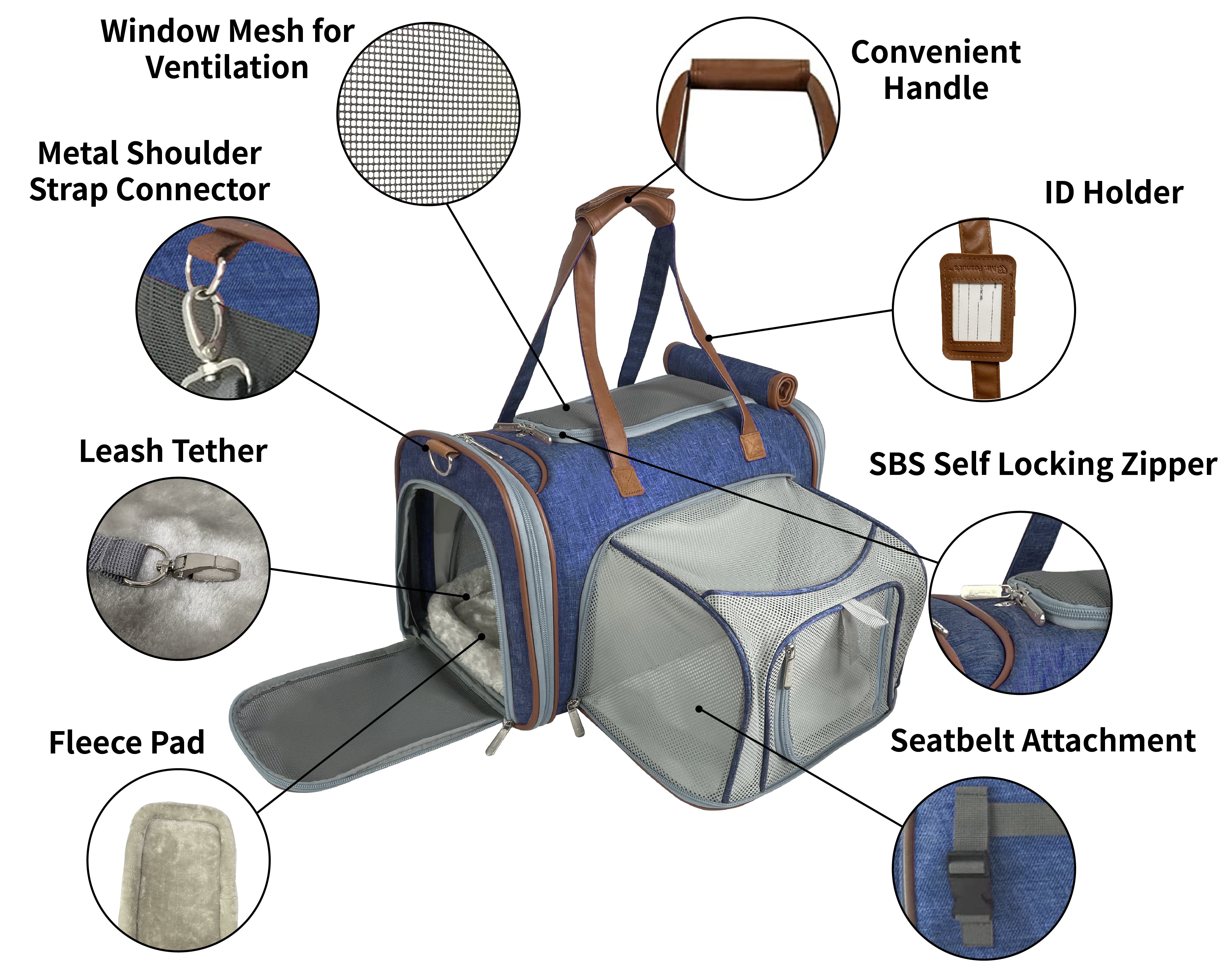 Mr. Peanuts Gold Series Mini Size Airline Compliant Expandable Pet Carrier