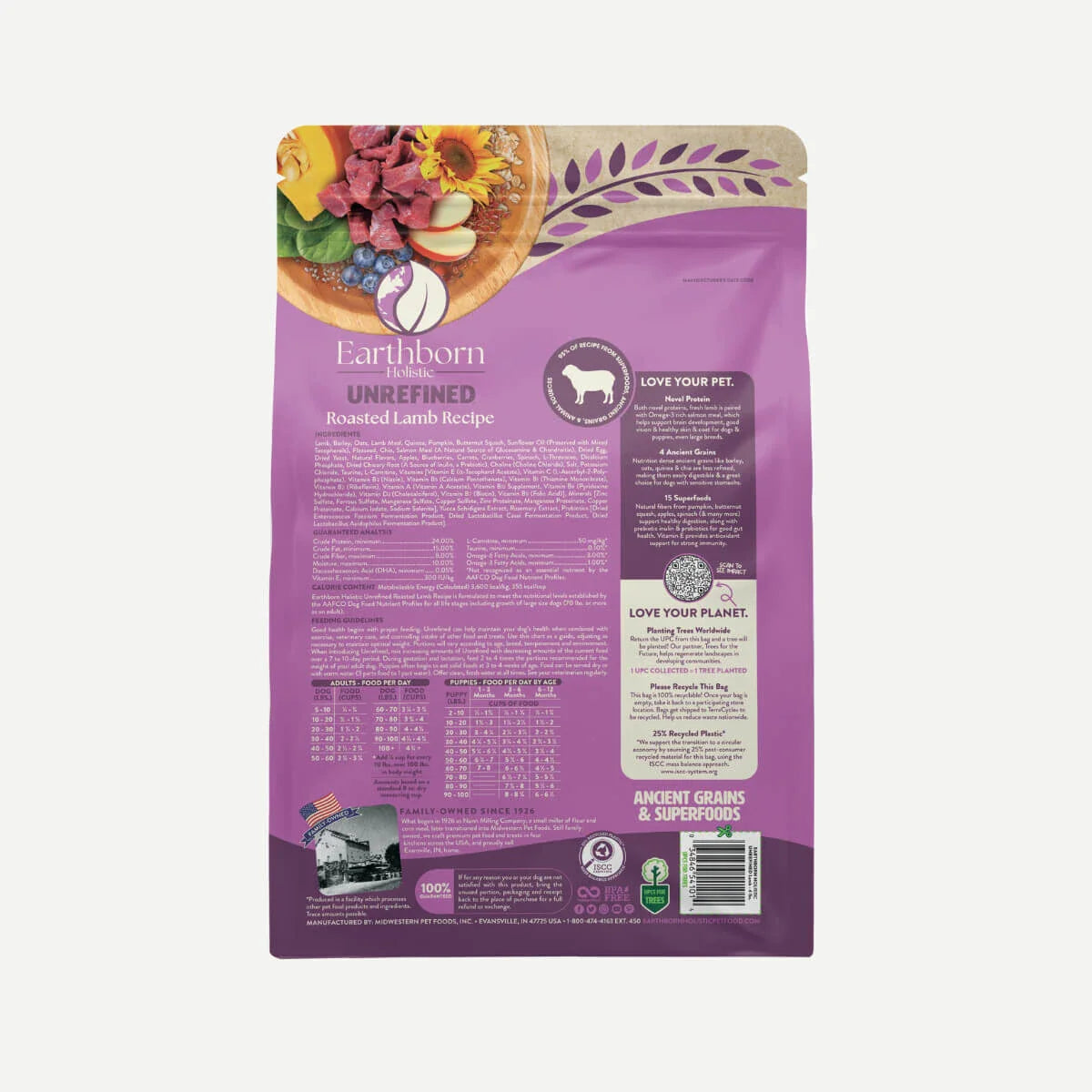 Earthborn All Life Stages Unrefined Ancient Roasted Lamb Dry Dog Food