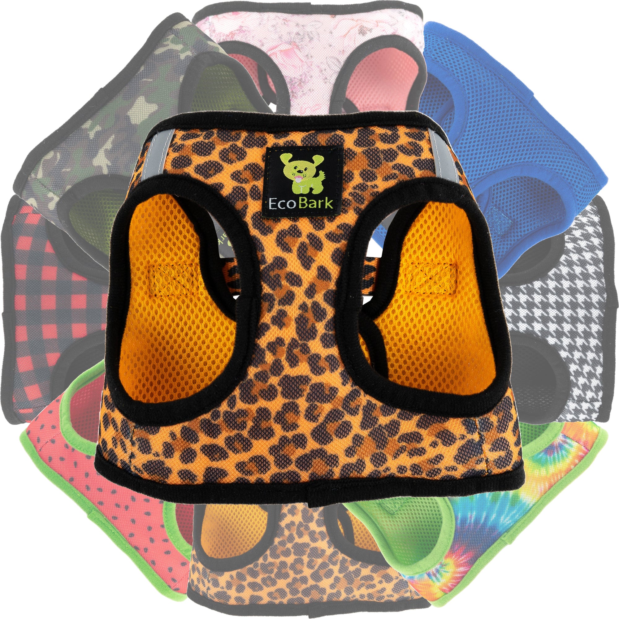 EcoBark Step In Dog Harness - Teacup & Small Breeds- Reflective Soft Mesh Harness for Teacup, Small Dogs and Puppies / Cheetah