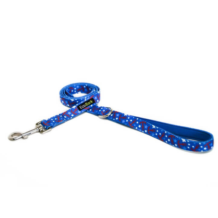 EcoBark Nautical Dog Leash-Padded Comfort Grip Leash - 5ft Leash for Small and Medium Dogs