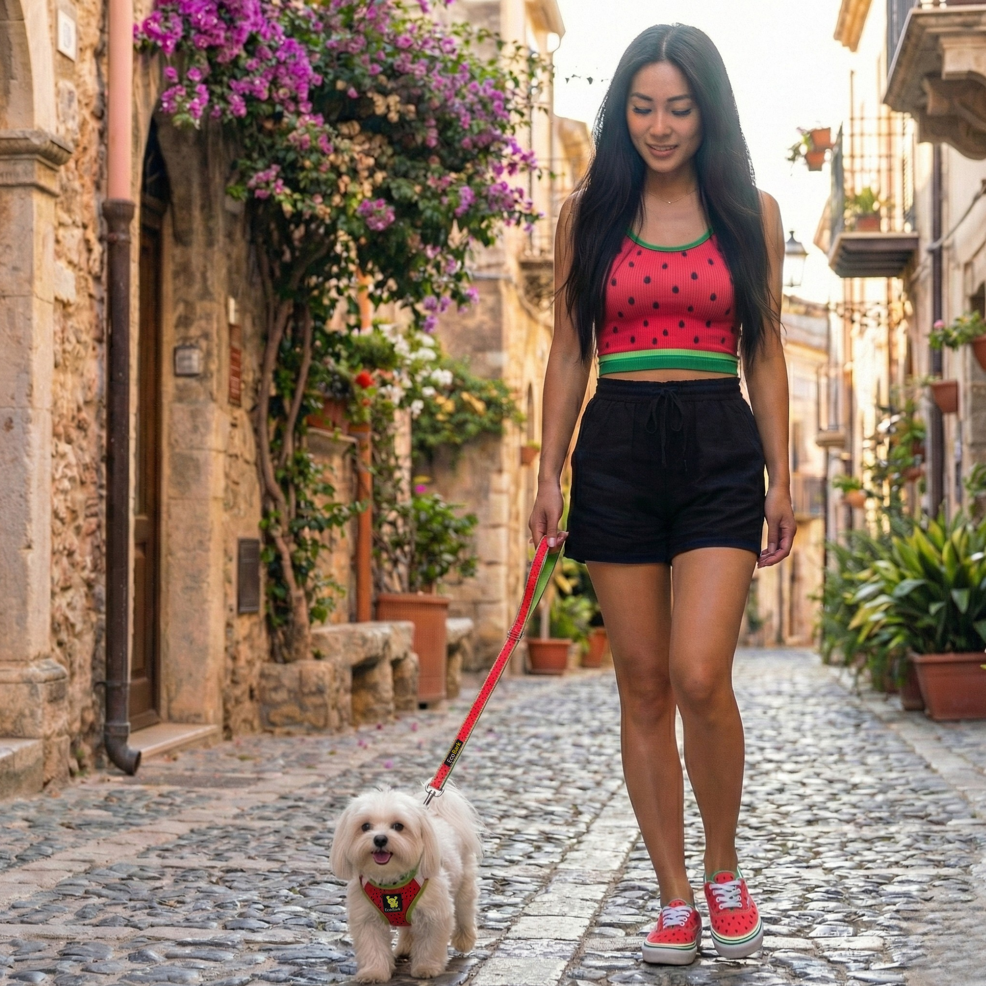 EcoBark Step In Dog Harness - Teacup & Small Breeds- Reflective Soft Mesh Harness for Teacup, Small Dogs and Puppies / Watermelon