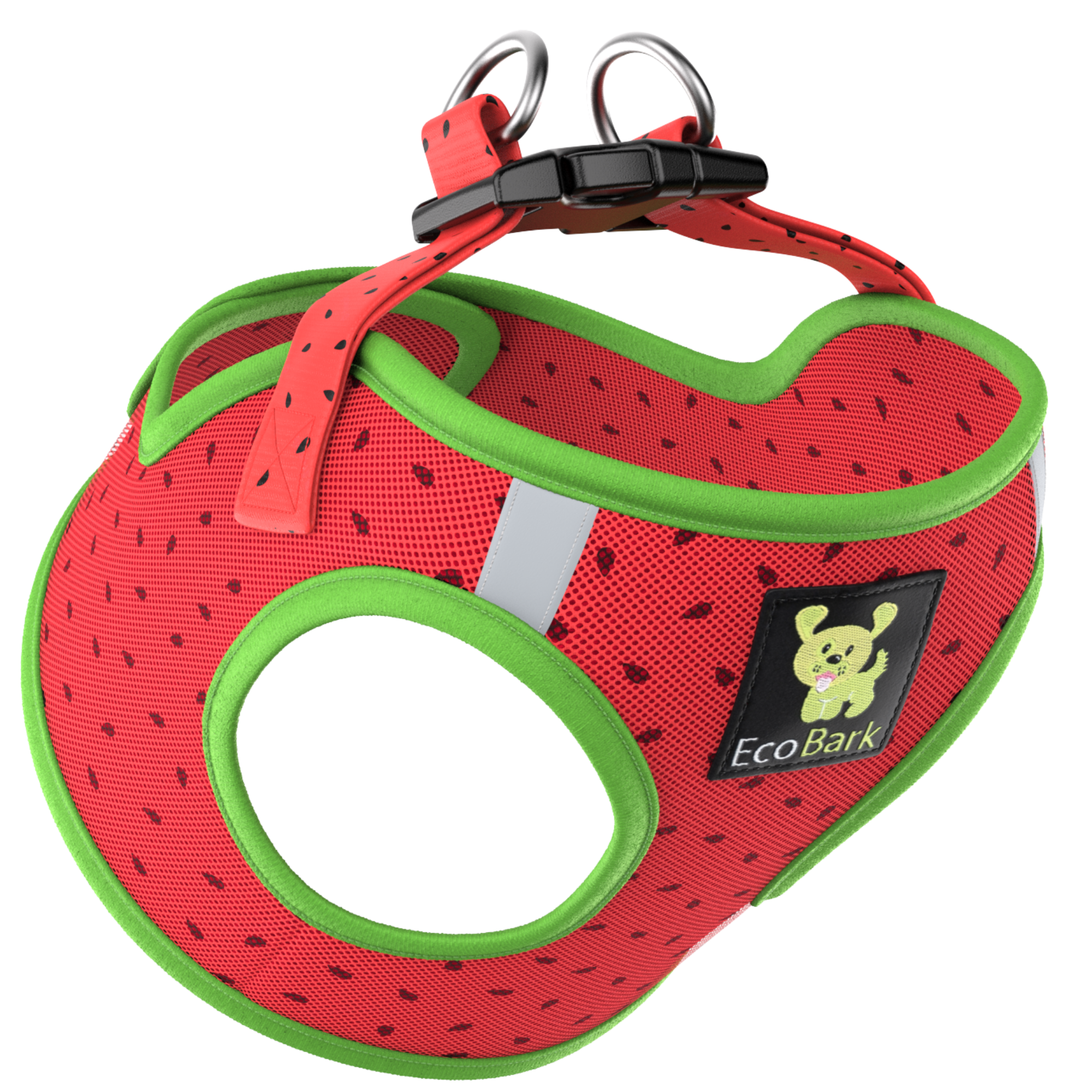 EcoBark Step In Dog Harness - Teacup & Small Breeds- Reflective Soft Mesh Harness for Teacup, Small Dogs and Puppies / Watermelon
