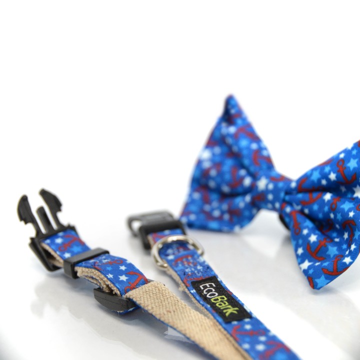 EcoBark – Nautical Bow Tie Dog Collar