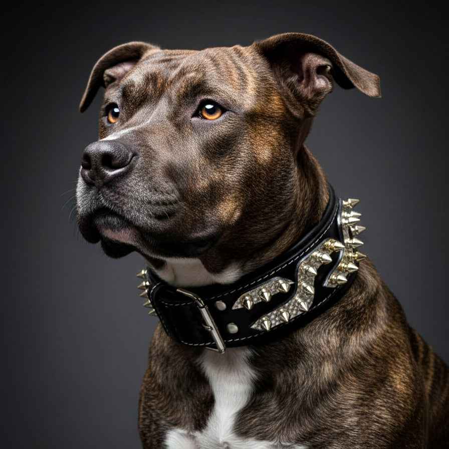Bestia Platinum Leather Dog Collar
