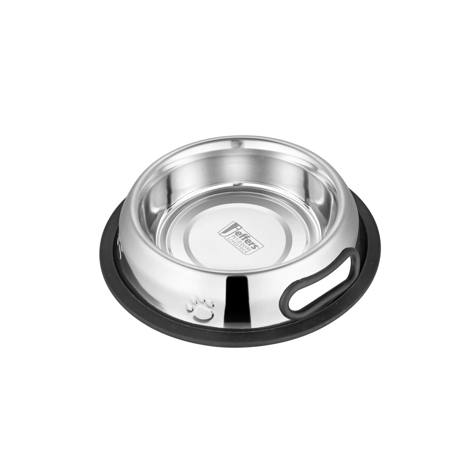 Jeffers Pet Embossed No-Tip Anti-Skid Stainless Steel Pet Bowls for Dogs, Cats, Puppies, Kittens - Rubber Base, Food & Water Feeding Dish for Home, Travel, Camping, Kennel