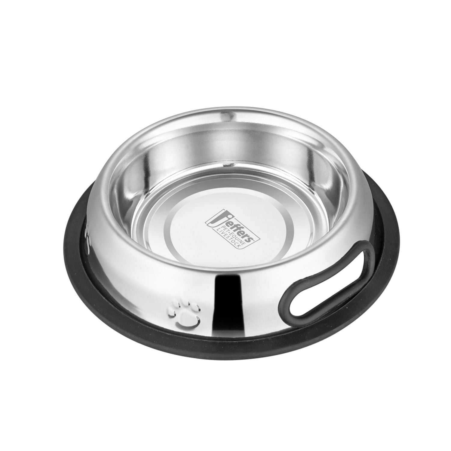 Jeffers Pet Embossed No-Tip Anti-Skid Stainless Steel Pet Bowls for Dogs, Cats, Puppies, Kittens - Rubber Base, Food & Water Feeding Dish for Home, Travel, Camping, Kennel