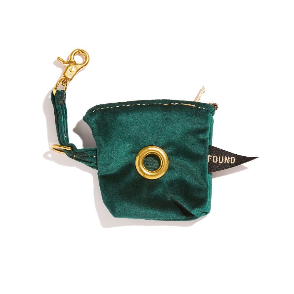 Emerald Velvet Poop Bag Pouch