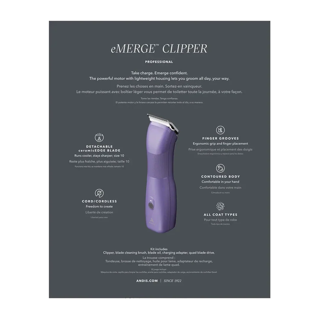 Andis Dog Emerge Clipper Purple
