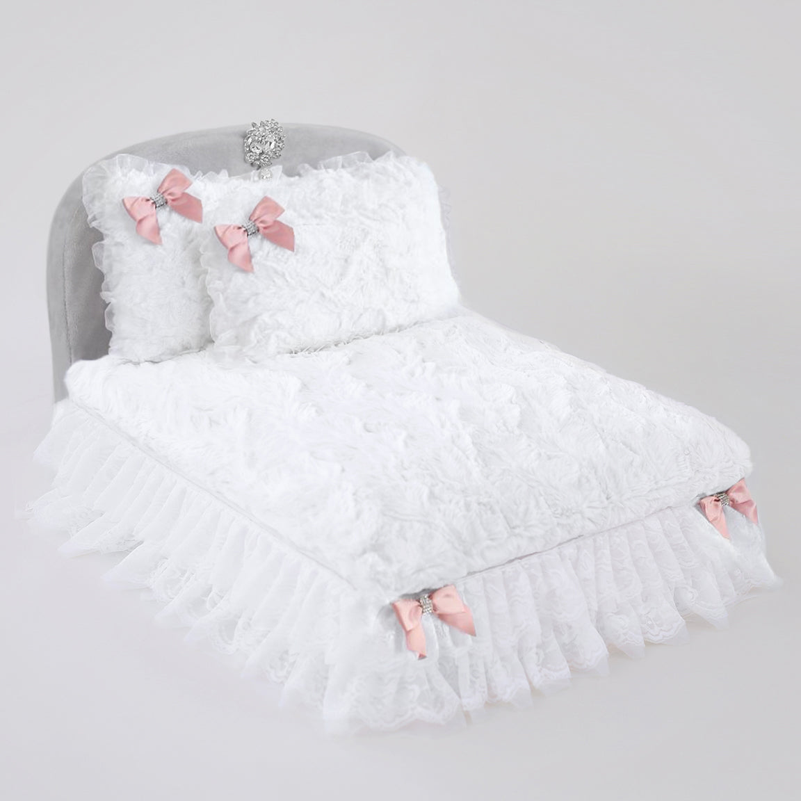 Hello Doggie Enchanted Nights Satin Crystal Sterling Silver Dog Bed