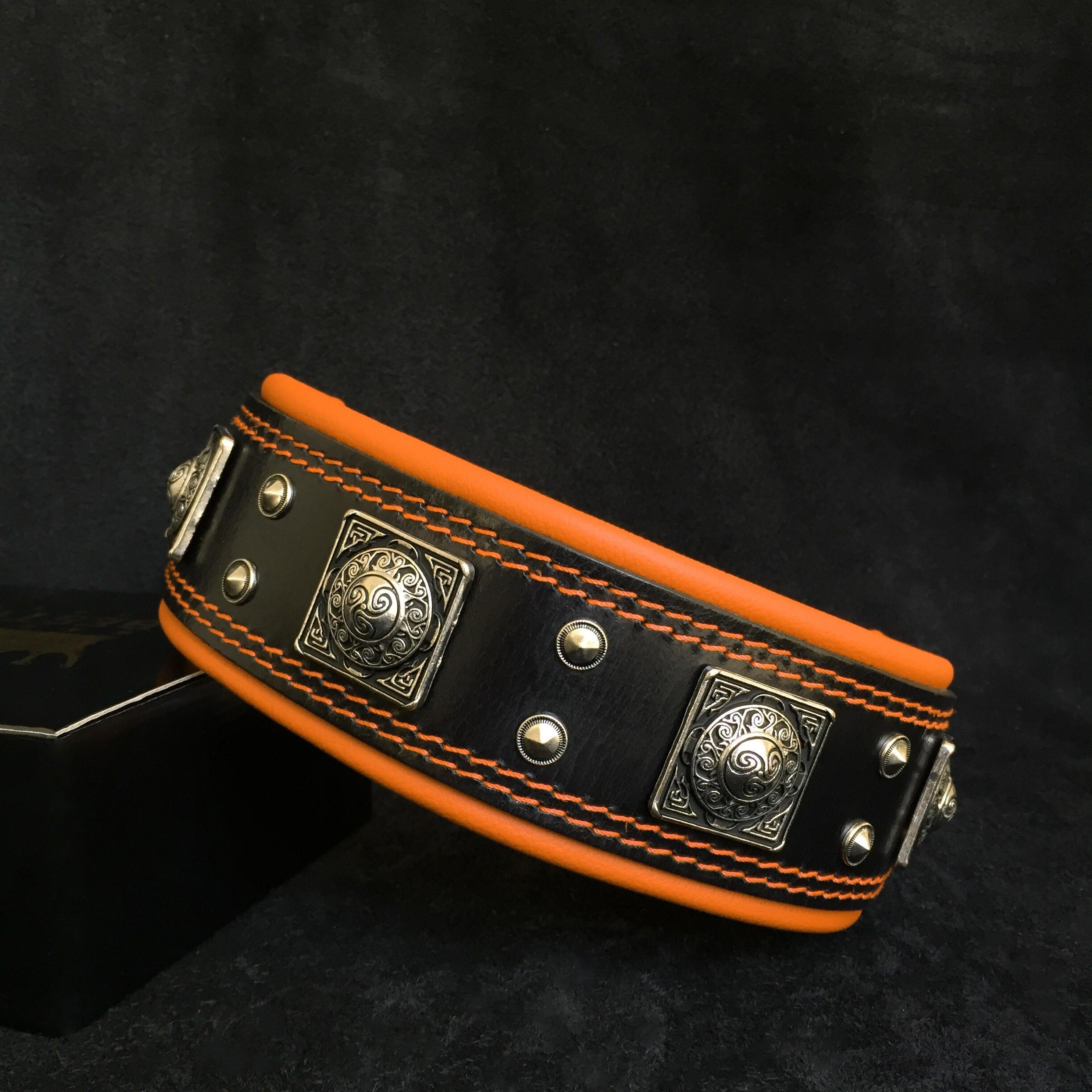 Bestia Dog Gear Genuine Leather Dog Collar - Black 