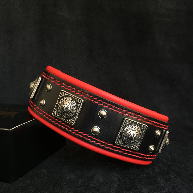 Bestia Dog Gear Genuine Leather Dog Collar - Black 