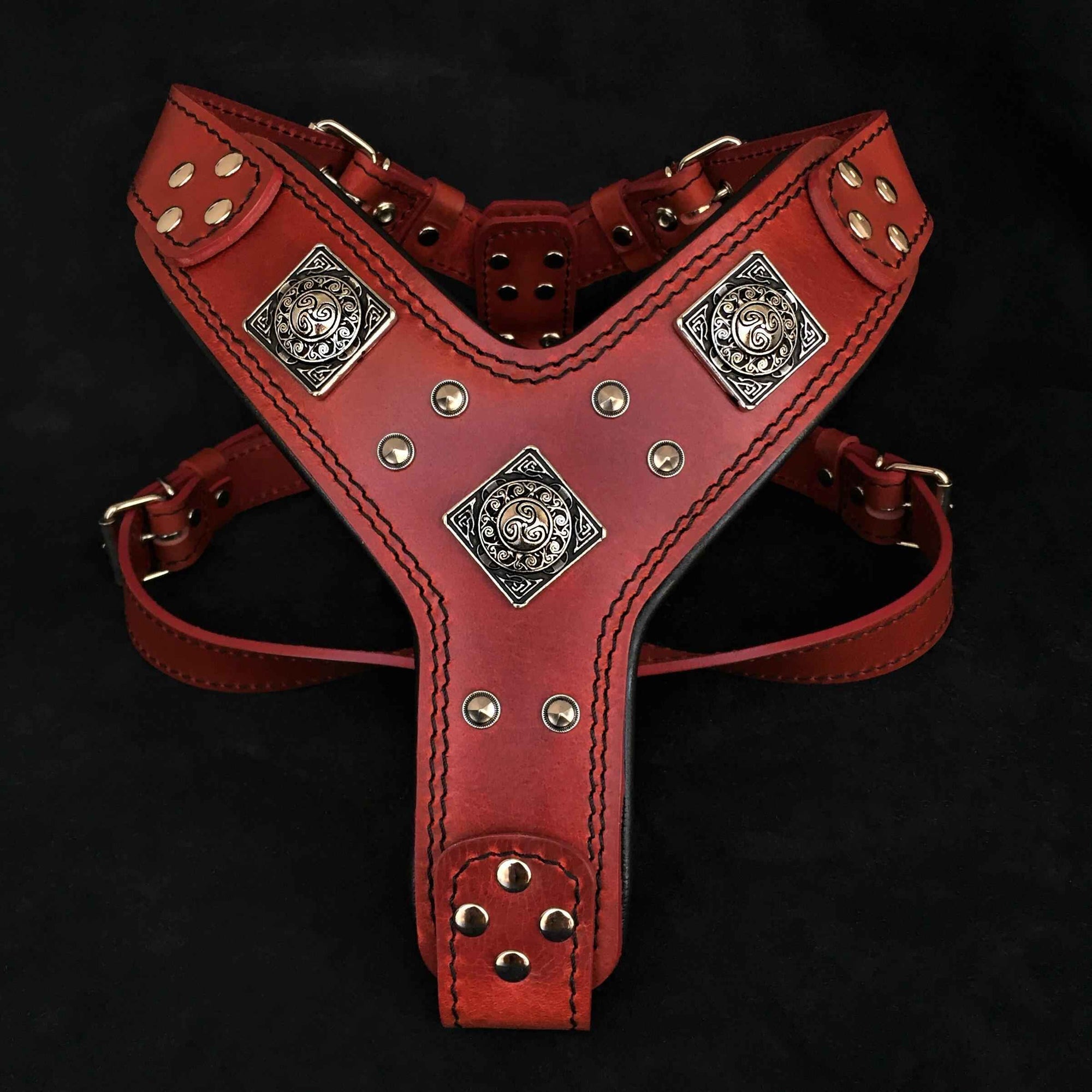 Bestia Eros Red Leather Dog Harness