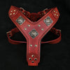 Bestia Dog Gear Genuine Leather Dog Harness - Red/M