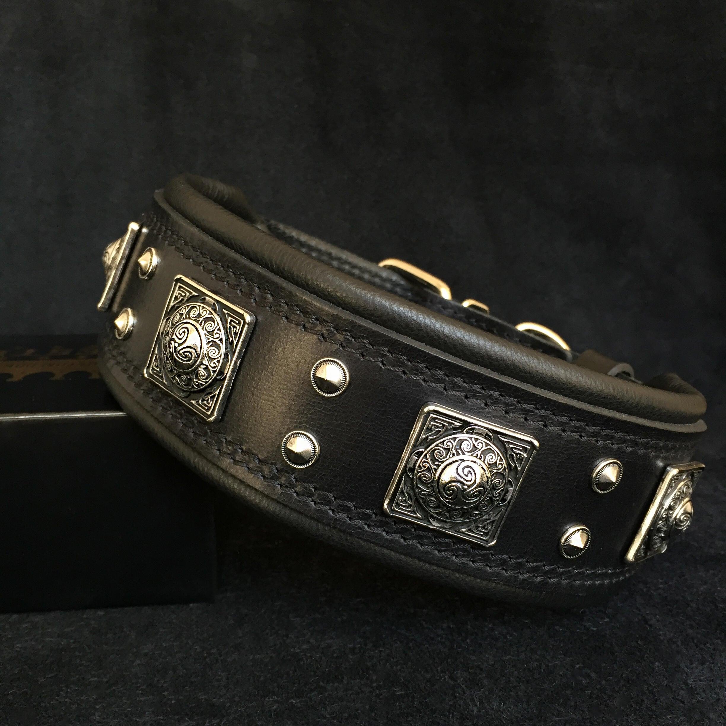 Bestia Dog Gear Genuine Leather Dog Collar - Black 