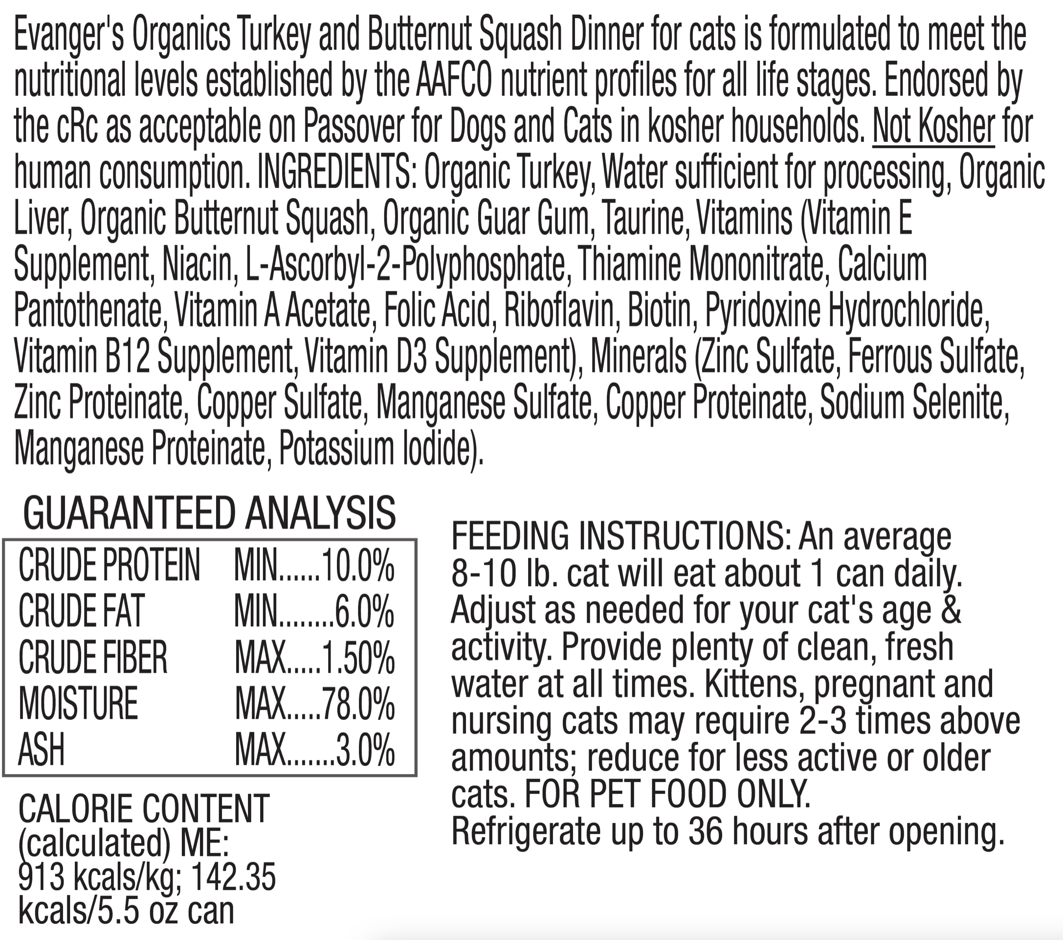 Evangers All Life Stages Organics Turkey & Butternut Squash Dinner Wet Cat Food (5.5oz)