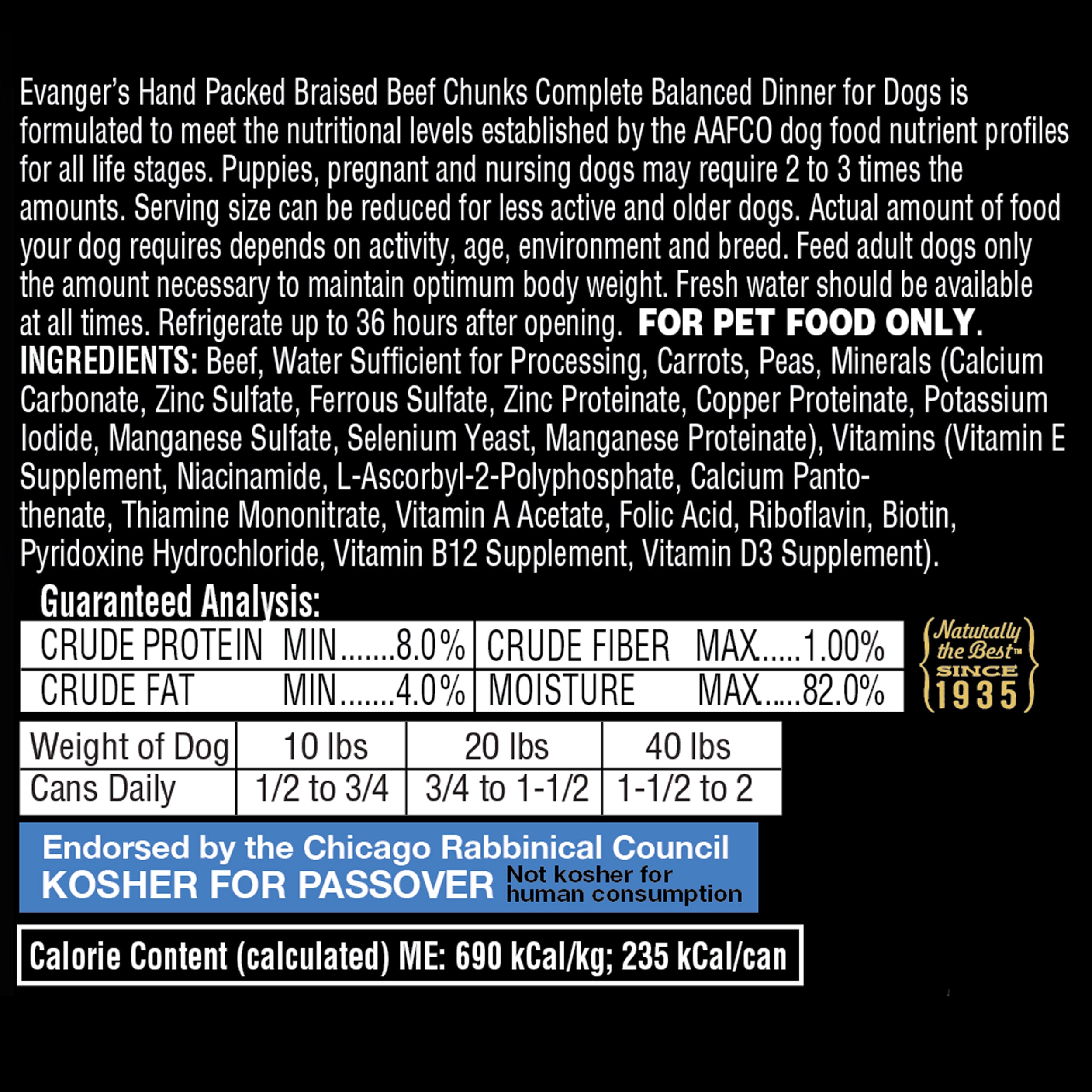 Evangers All Life Stages Braised Beef with Gravy Wet Dog Food (12oz)